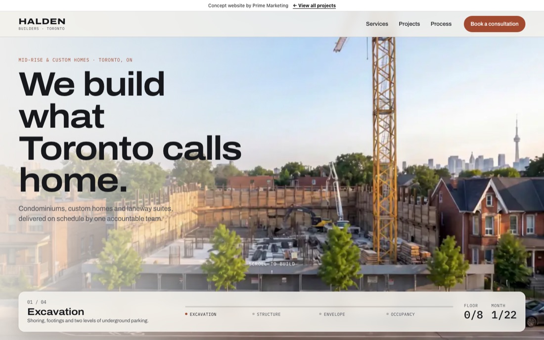 Halden Builders construction company website